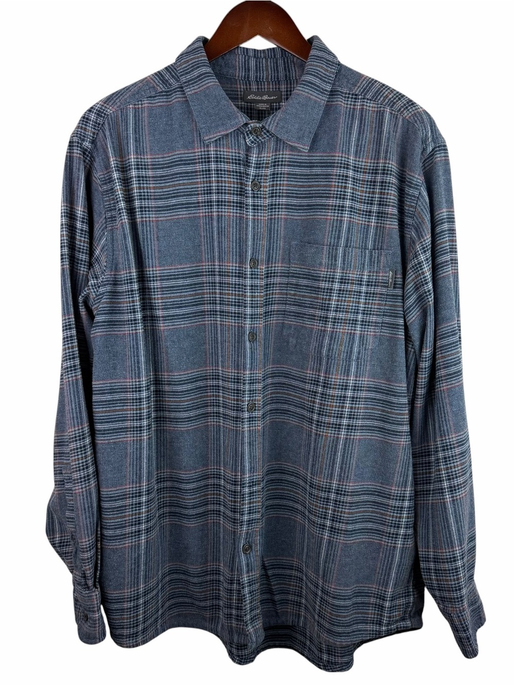 Eddie Bauer | Blue White Red Beige Plaid Button Flannel Shirt
